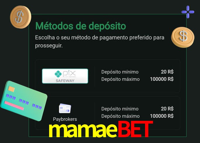 O cassino mamaebet oferece uma grande variedade de métodos de pagamento